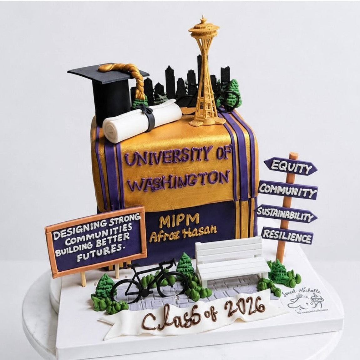 Seattle Skyline Graduation Cake