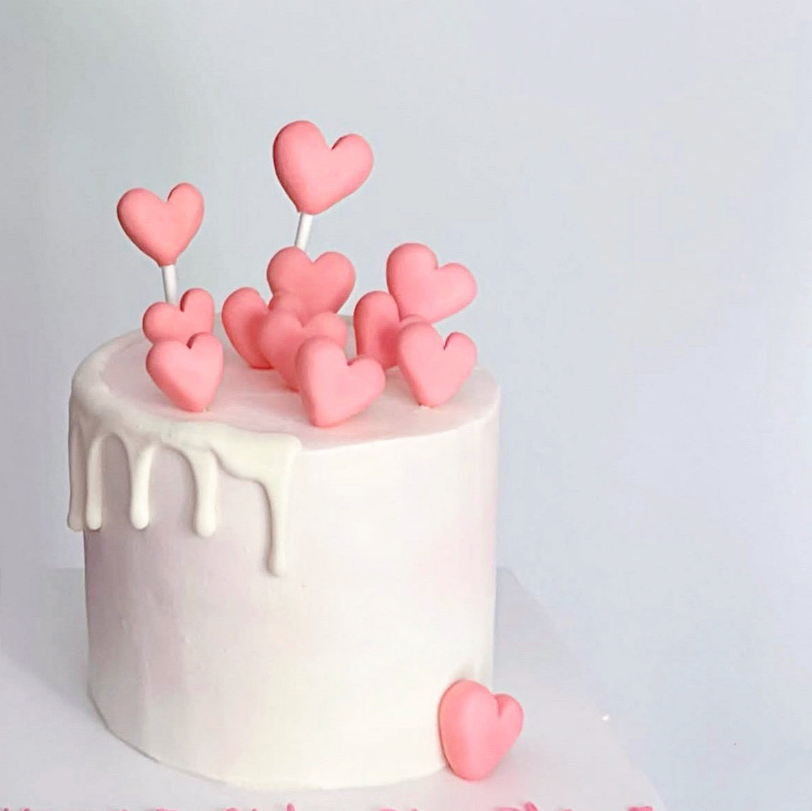 Pink Heart Drip Cake