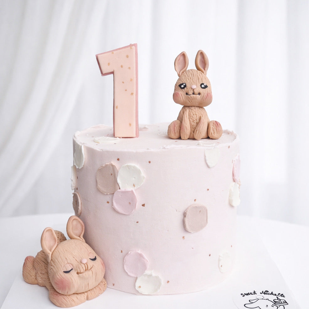 Blush Bunny First Birthday Cake