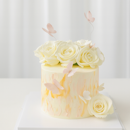 Butterfly Champagne Rose Cake