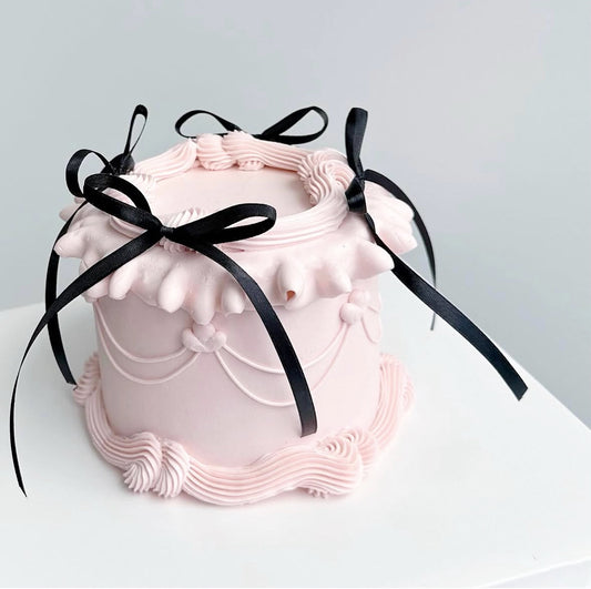Vintage Black Ribbon Pink Cake