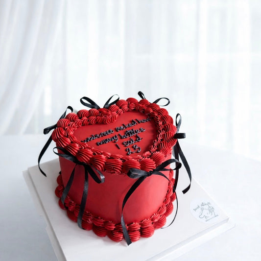 Black Ribbon Vintage Heart Cake