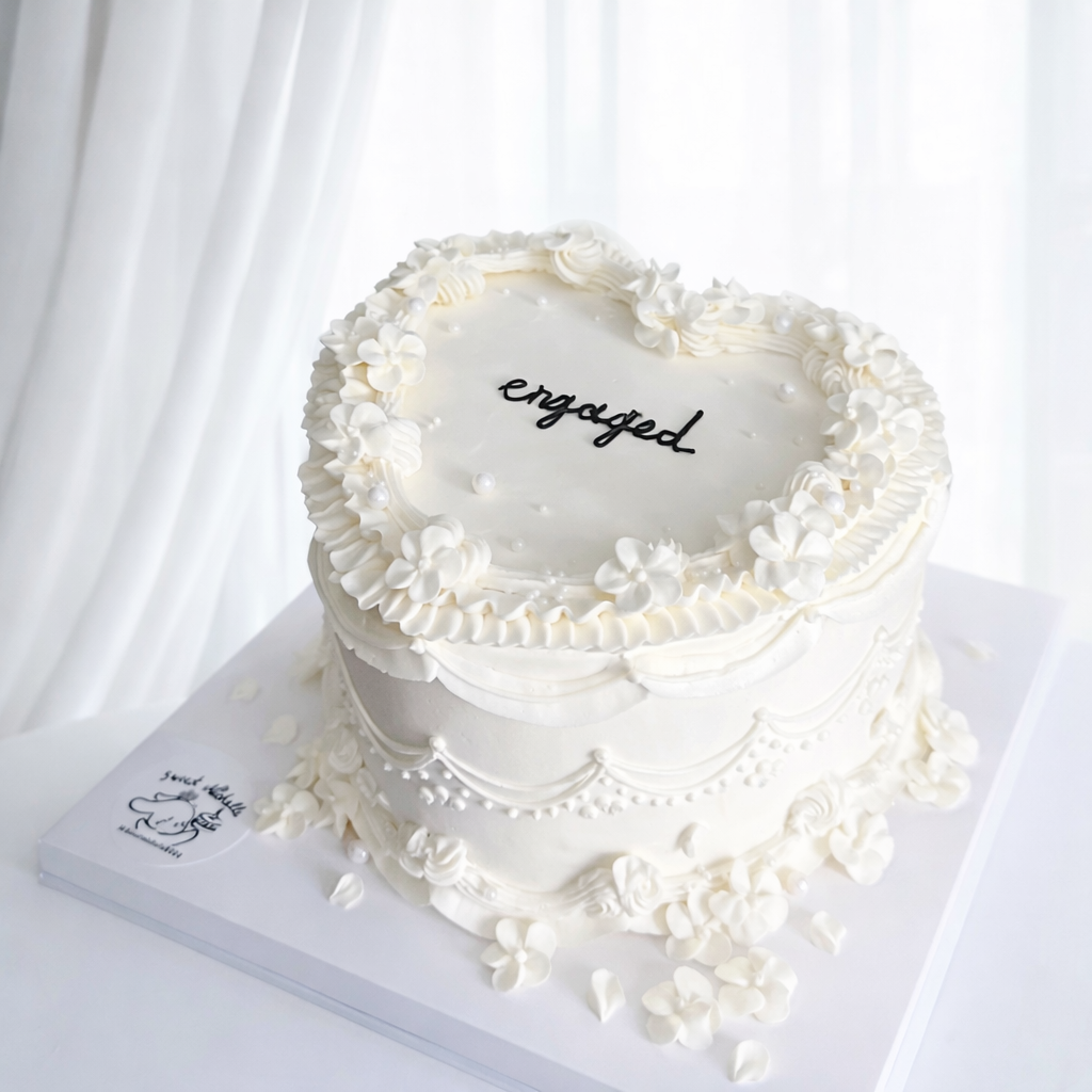 Vintage Ivory Engagement Cake