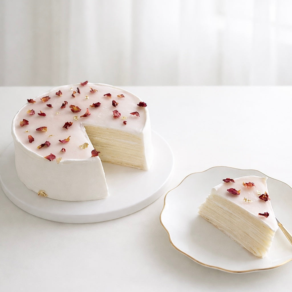 Rose Petal Mille Crepe Cake