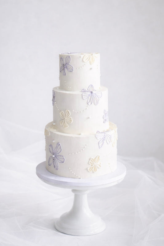 Line Art Floral Wedding Cake