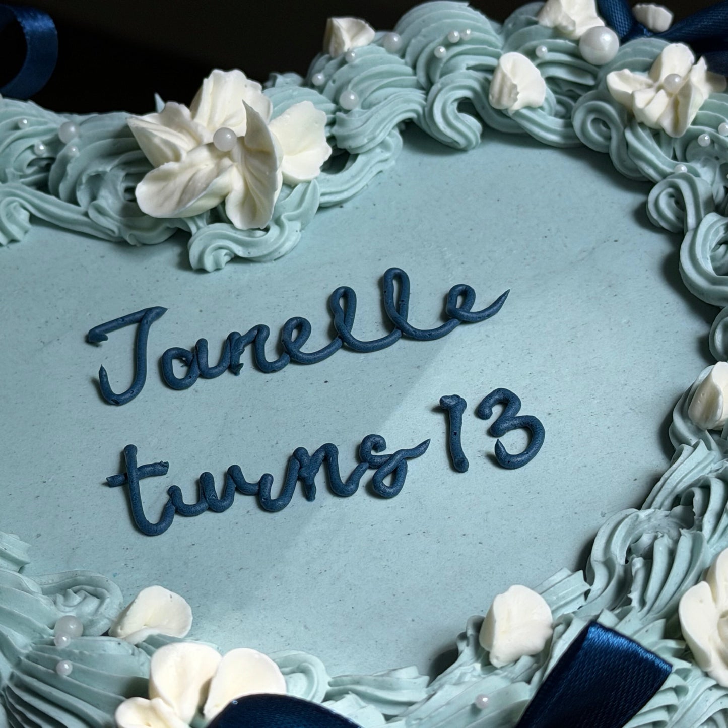 Blue Ribbon Heart Cake