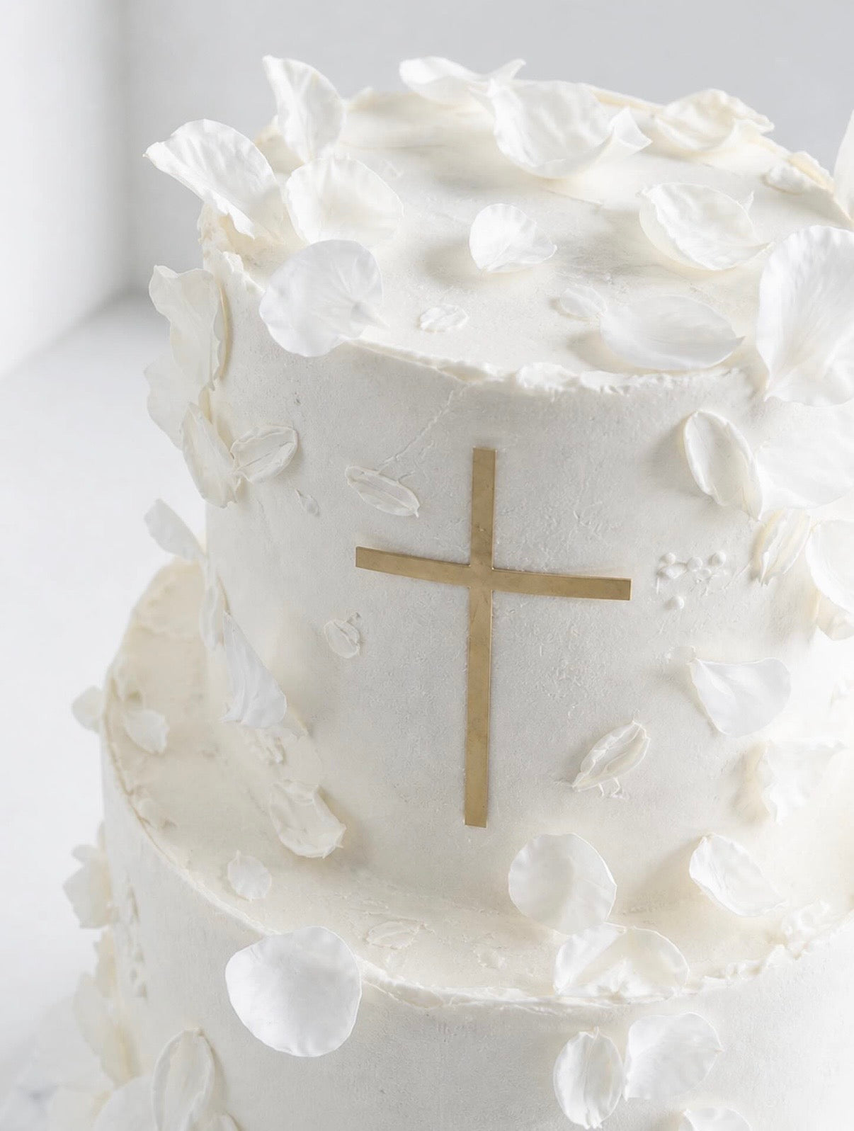 Ivory Cross Floral Cake