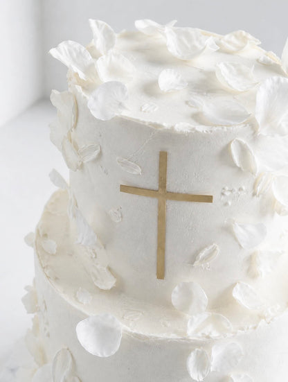 Ivory Cross Floral Cake