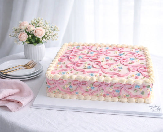 Blush Ribbon Garden Sheetcake