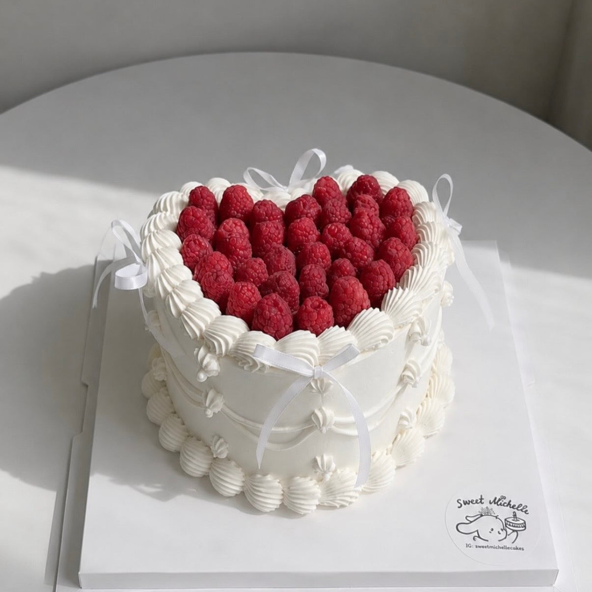 Vintage Raspberry Heart Cake