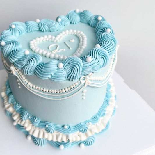 Baby Blue Pearls Heartcake