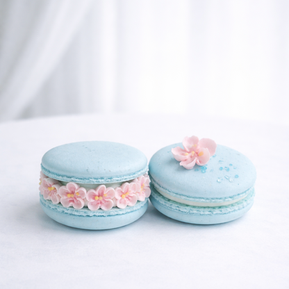 Pastel Blue Sakura Macaron Duo