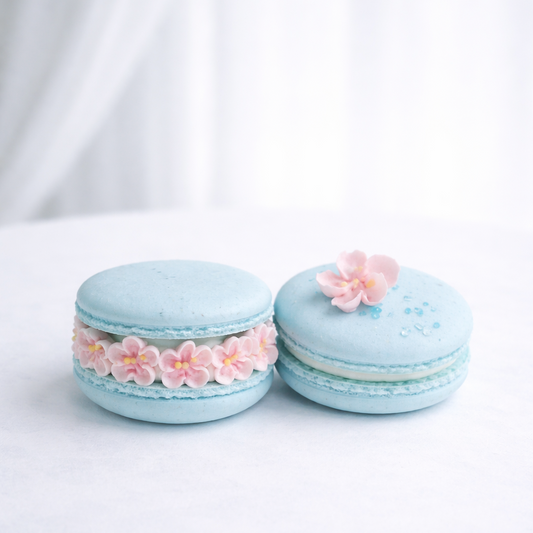 Pastel Blue Sakura Macaron Duo
