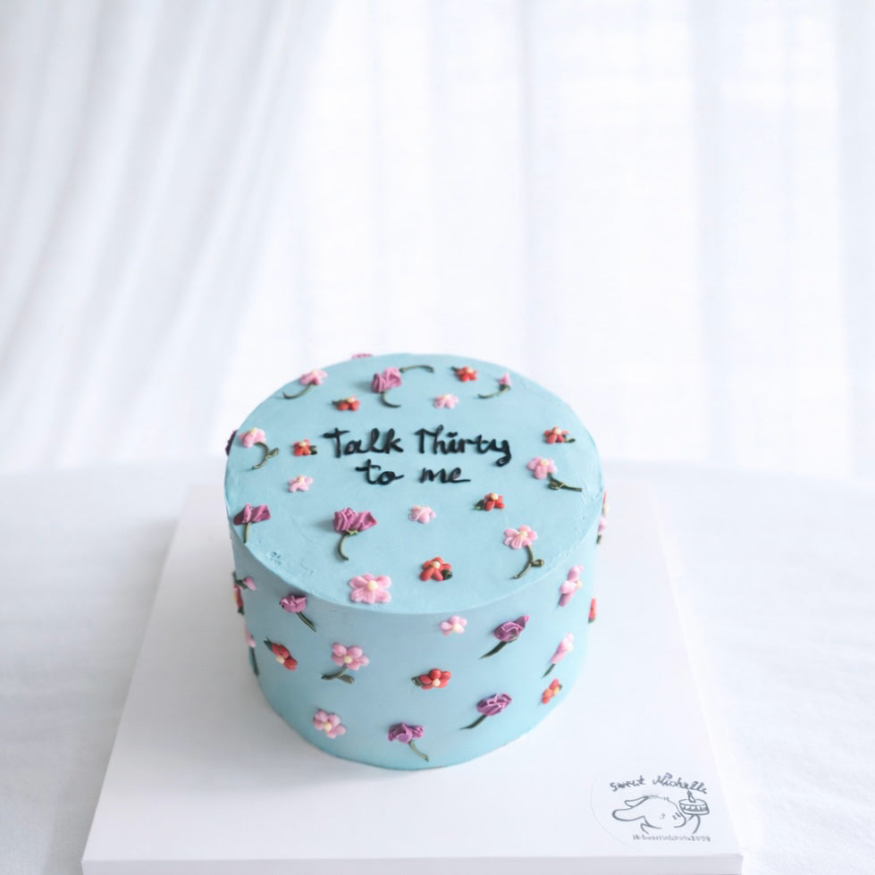 Pastel Blue Wildflower Cake