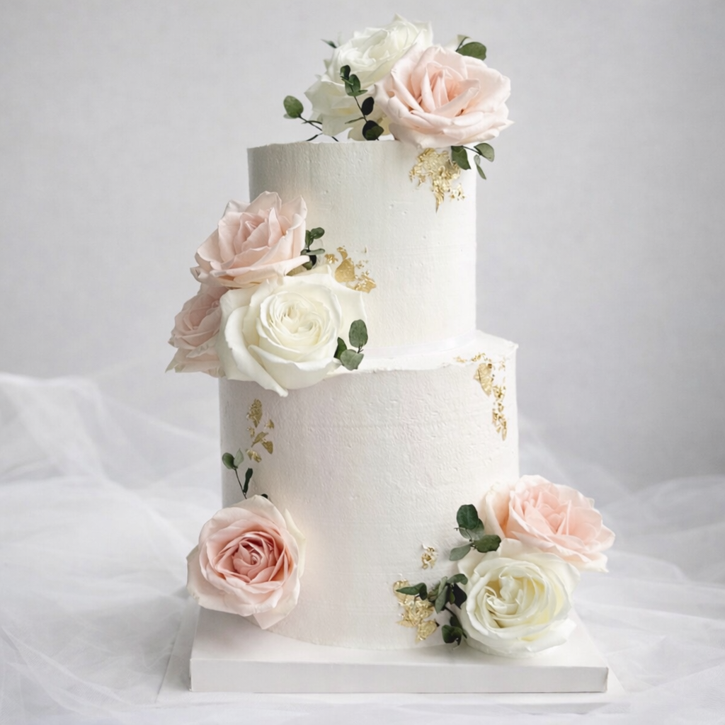 Golden Blush Wedding Cake