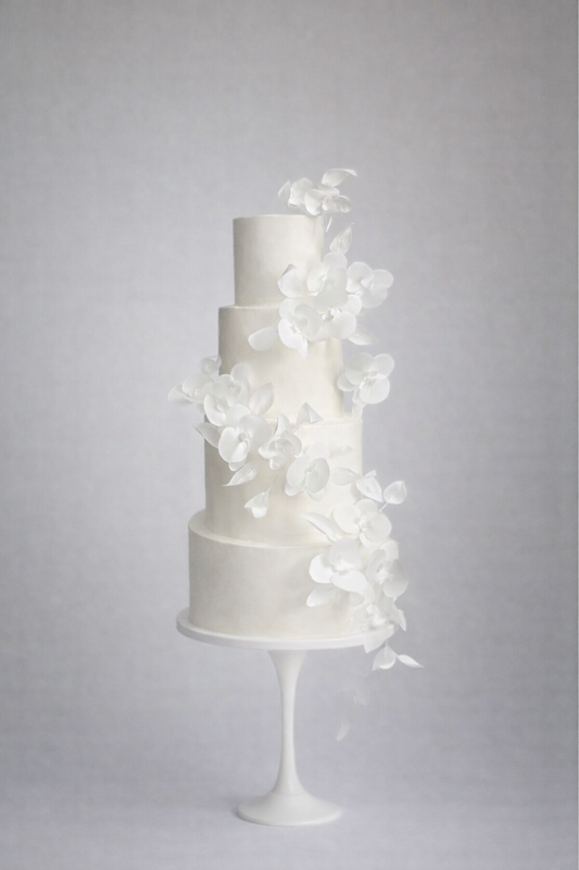White Orchid Wedding Cake