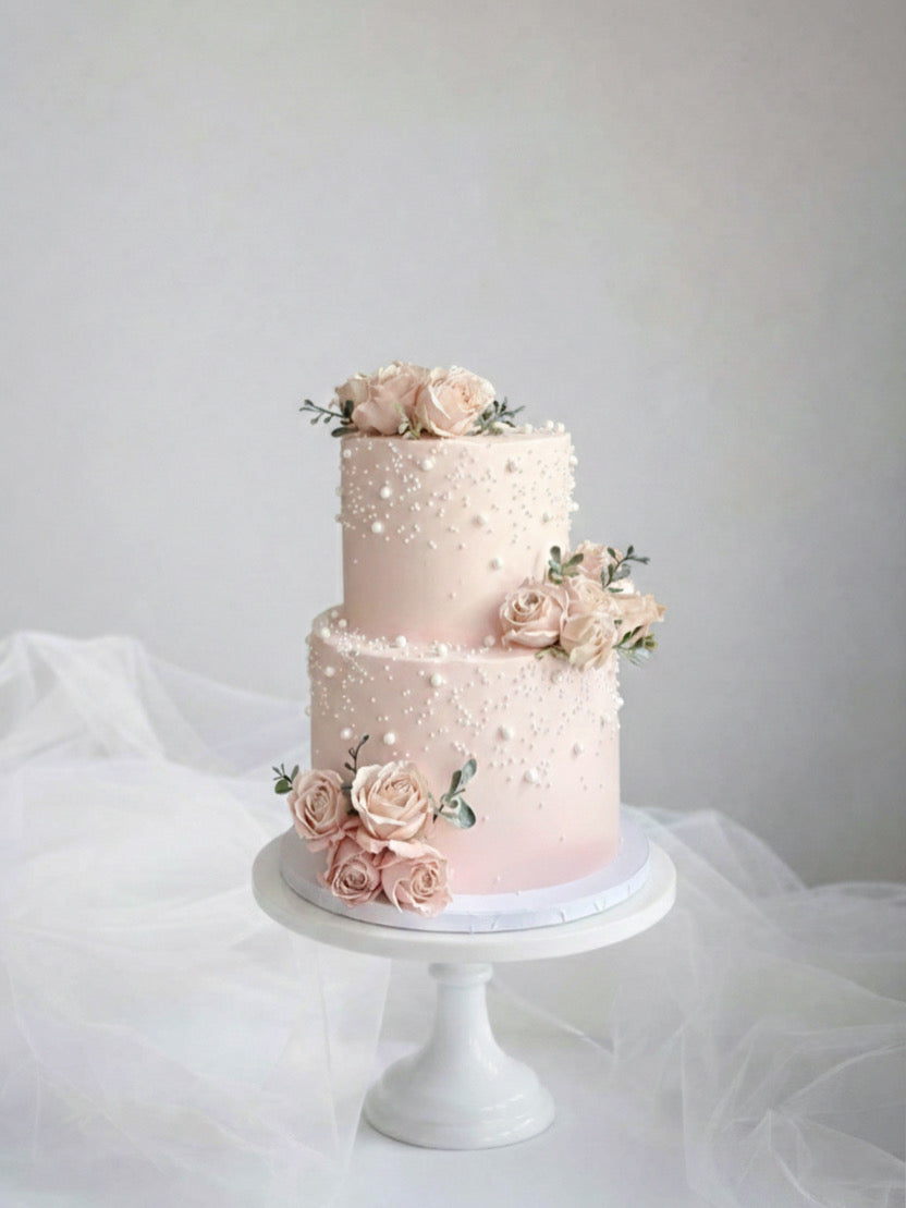 Elegant Pearls Wedding Cake