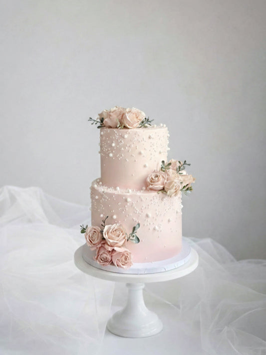 Elegant Pearls Wedding Cake
