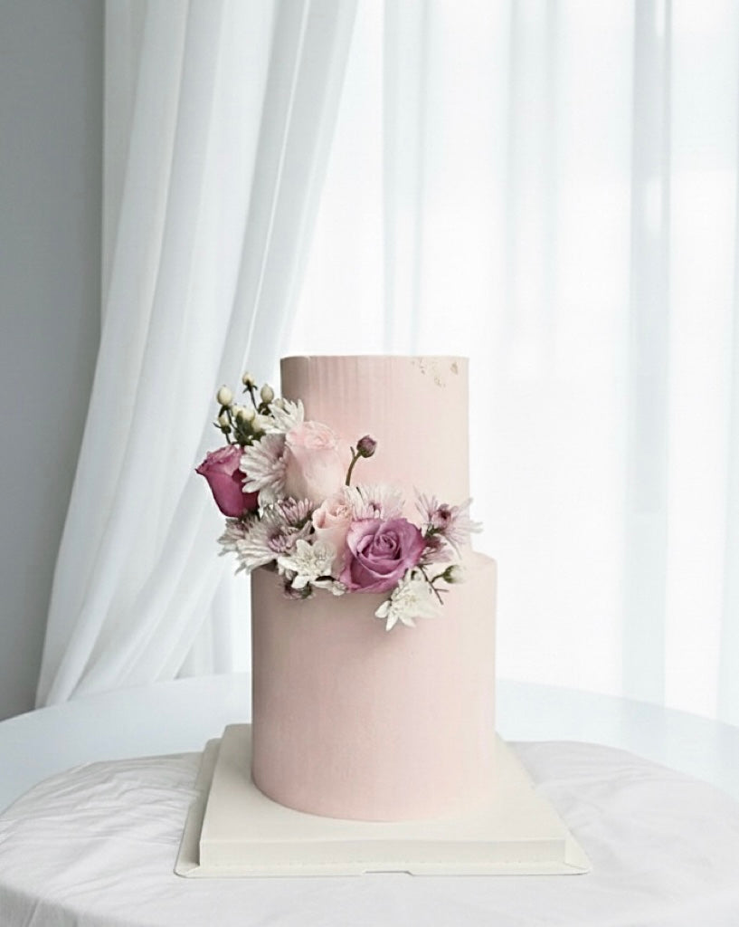 Blush Floral Two-Tier Cake