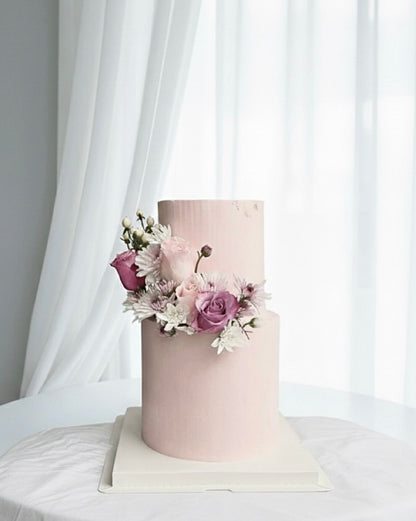 Blush Floral Two-Tier Cake
