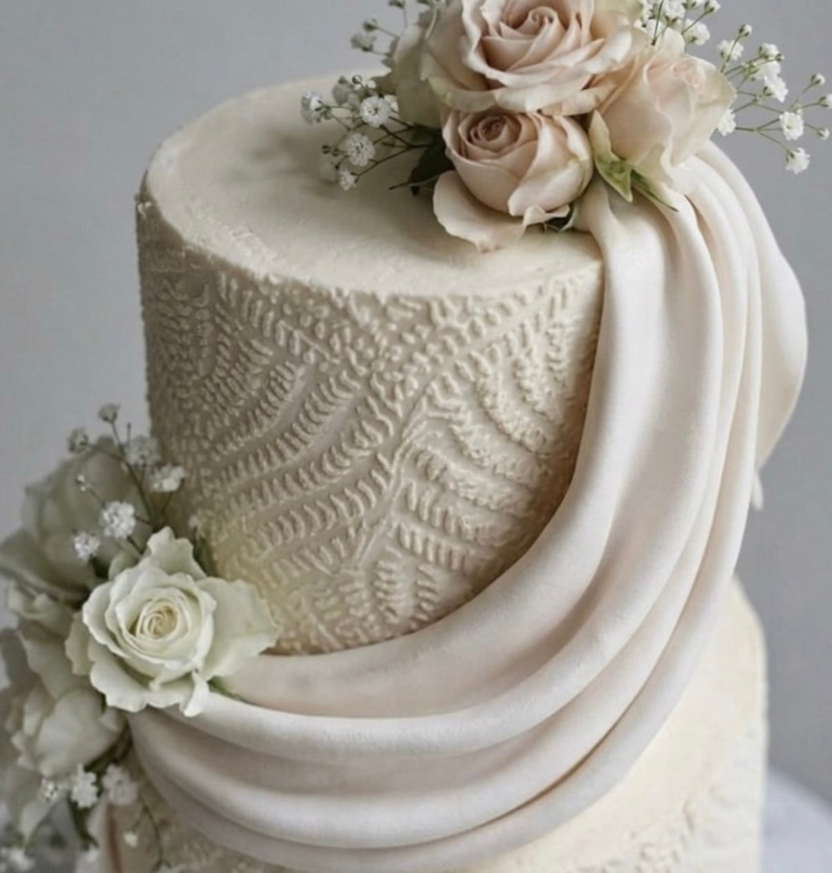 Ivory Lace Cascade Cake