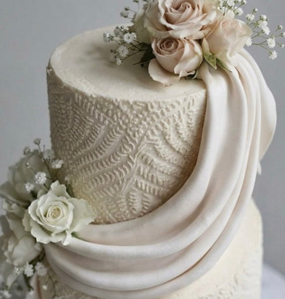Ivory Lace Cascade Cake