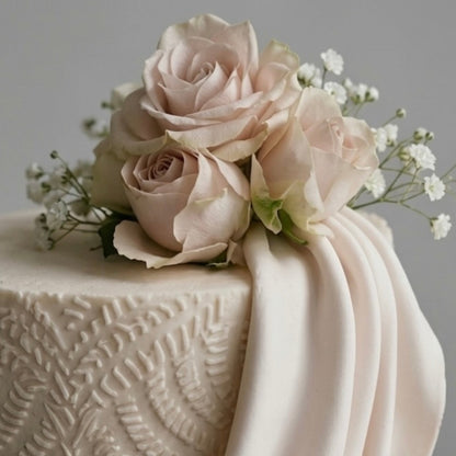 Ivory Lace Cascade Cake