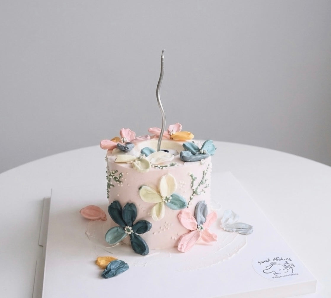 Pastel Palette Knife Floral Cake