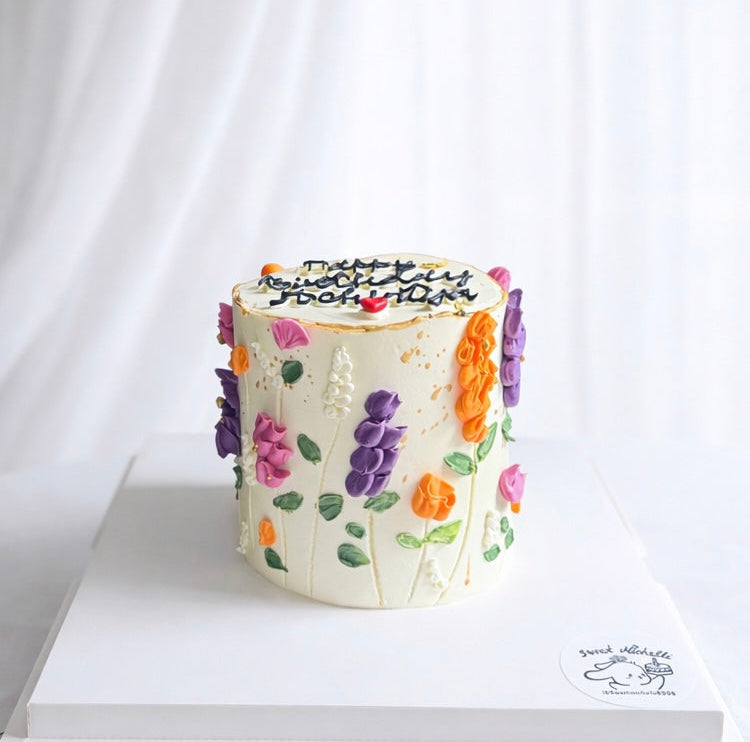 Palette Painted Floral Cake