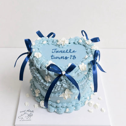 Blue Ribbon Heart Cake