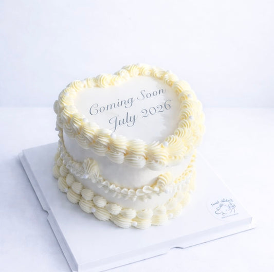 Burn Away Gender Reveal White Heart Cake