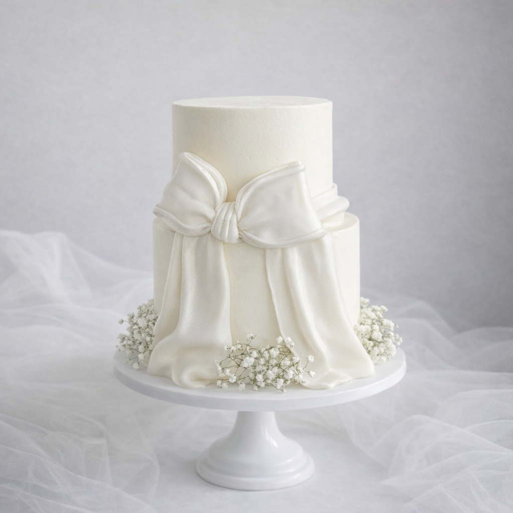 Silk Bow Wedding Cake
