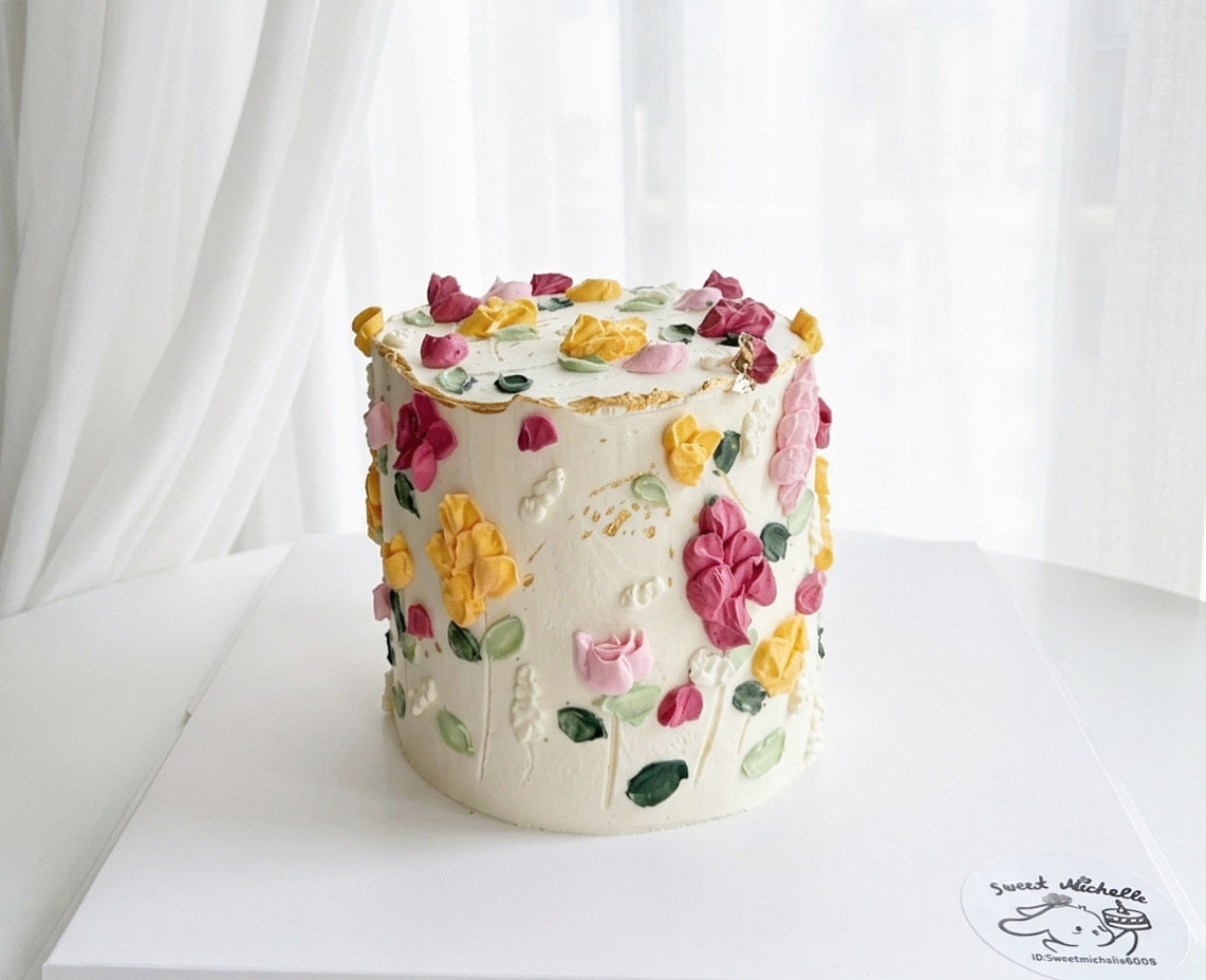 Palette Painted Floral Cake