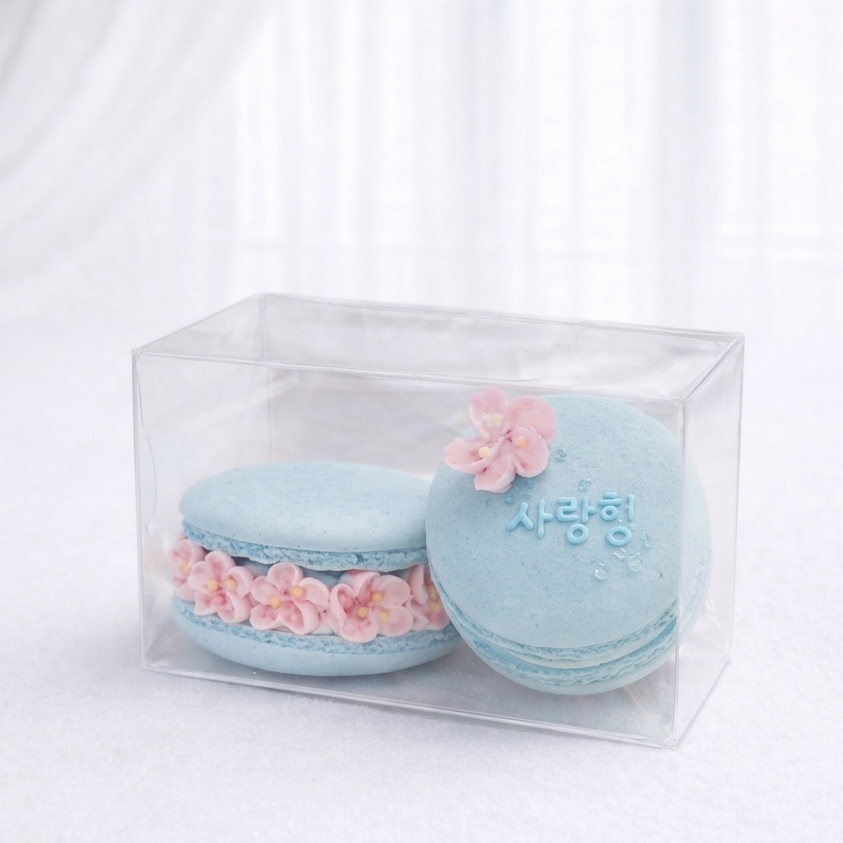 Pastel Blue Sakura Macaron Duo