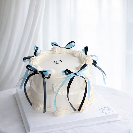 Blue & Black Ribbon Elegance Cake