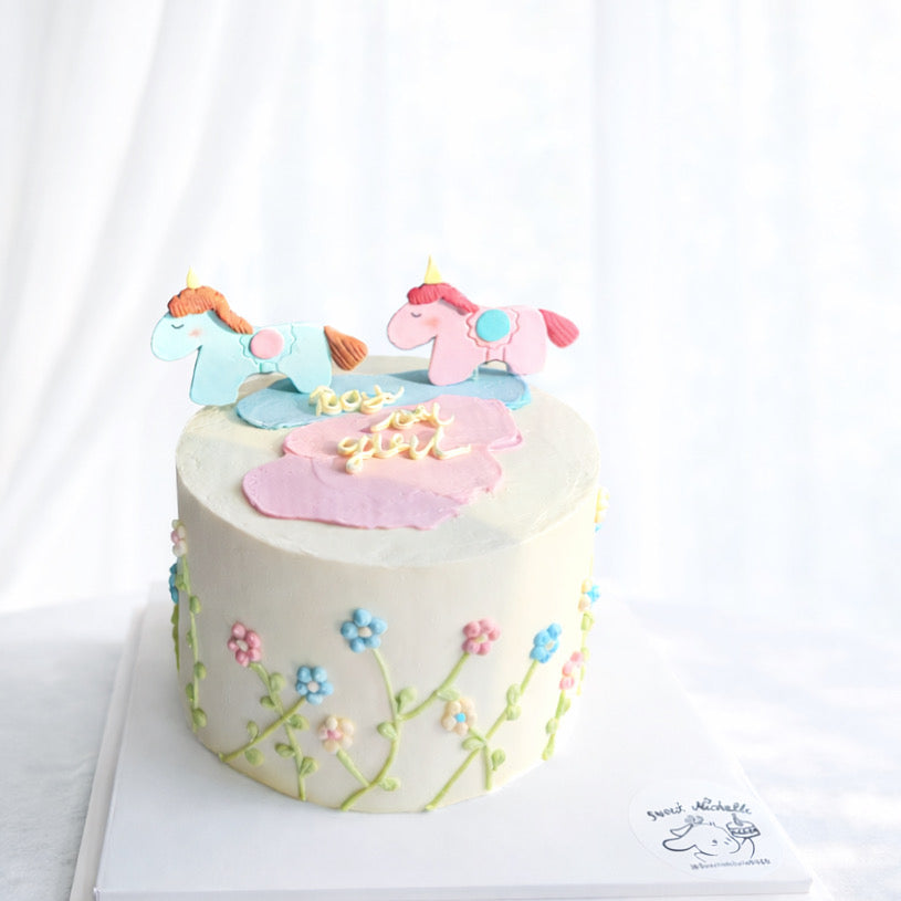 Pastel Pony Gender Reveal Cake