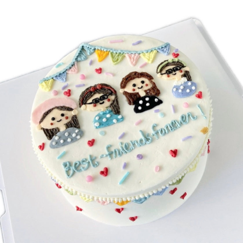 Hand-Drawn Friends Cake