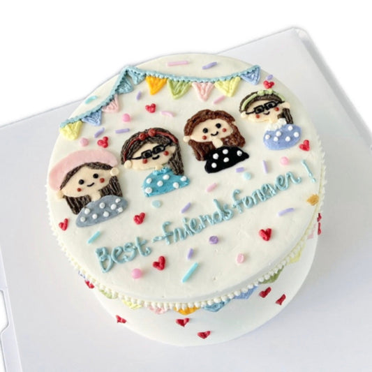 Hand-Drawn Friends Cake
