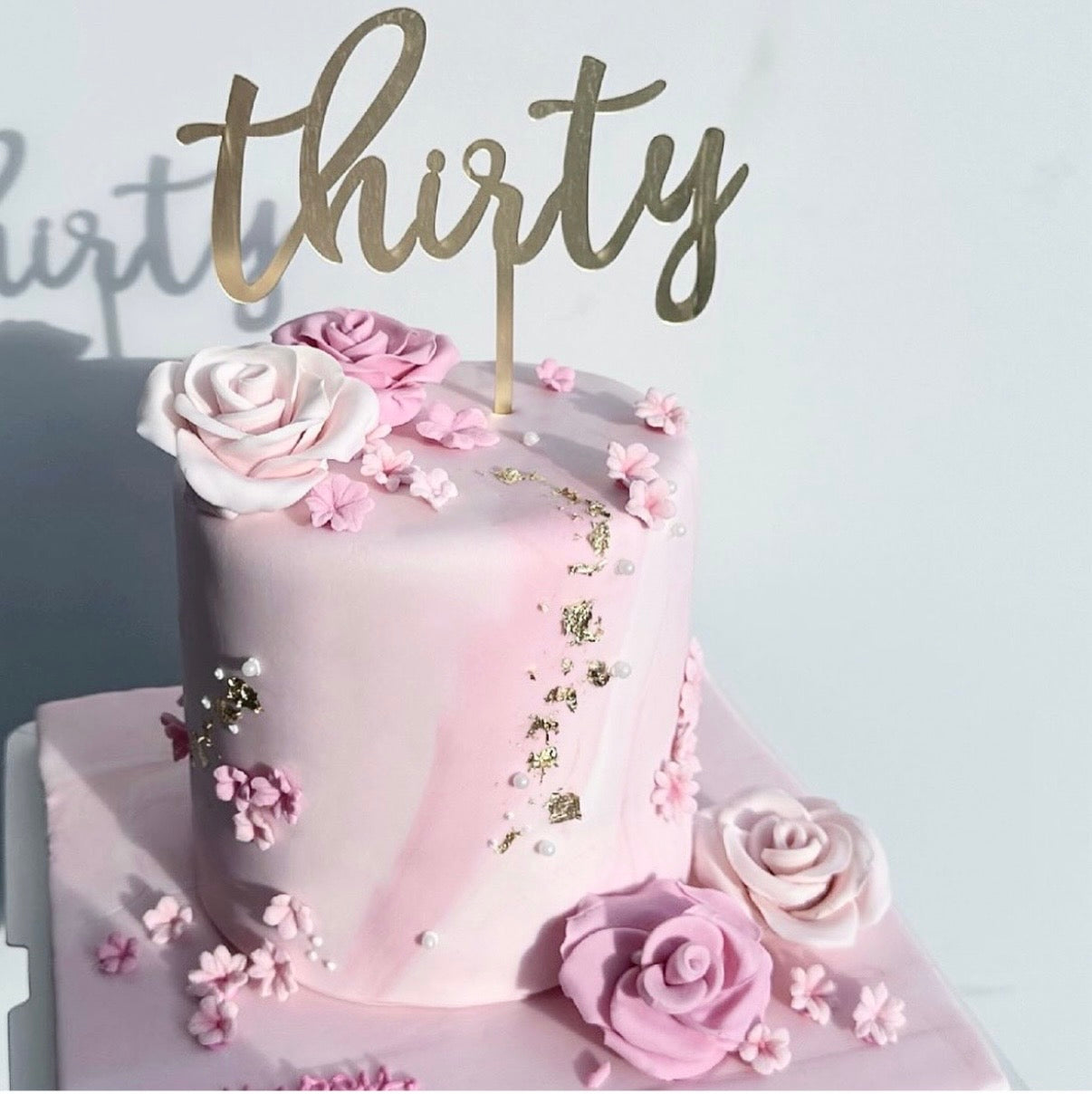 Pink Rose Fondant Cake