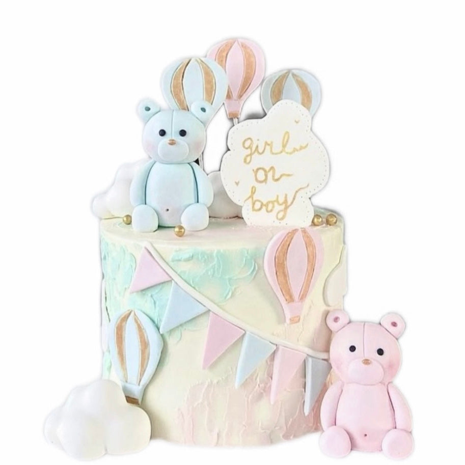 Teddy Balloon Gender Reveal Cake