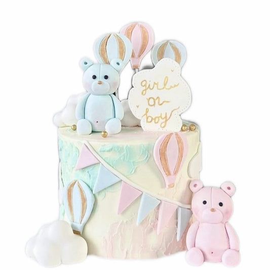 Teddy Balloon Gender Reveal Cake