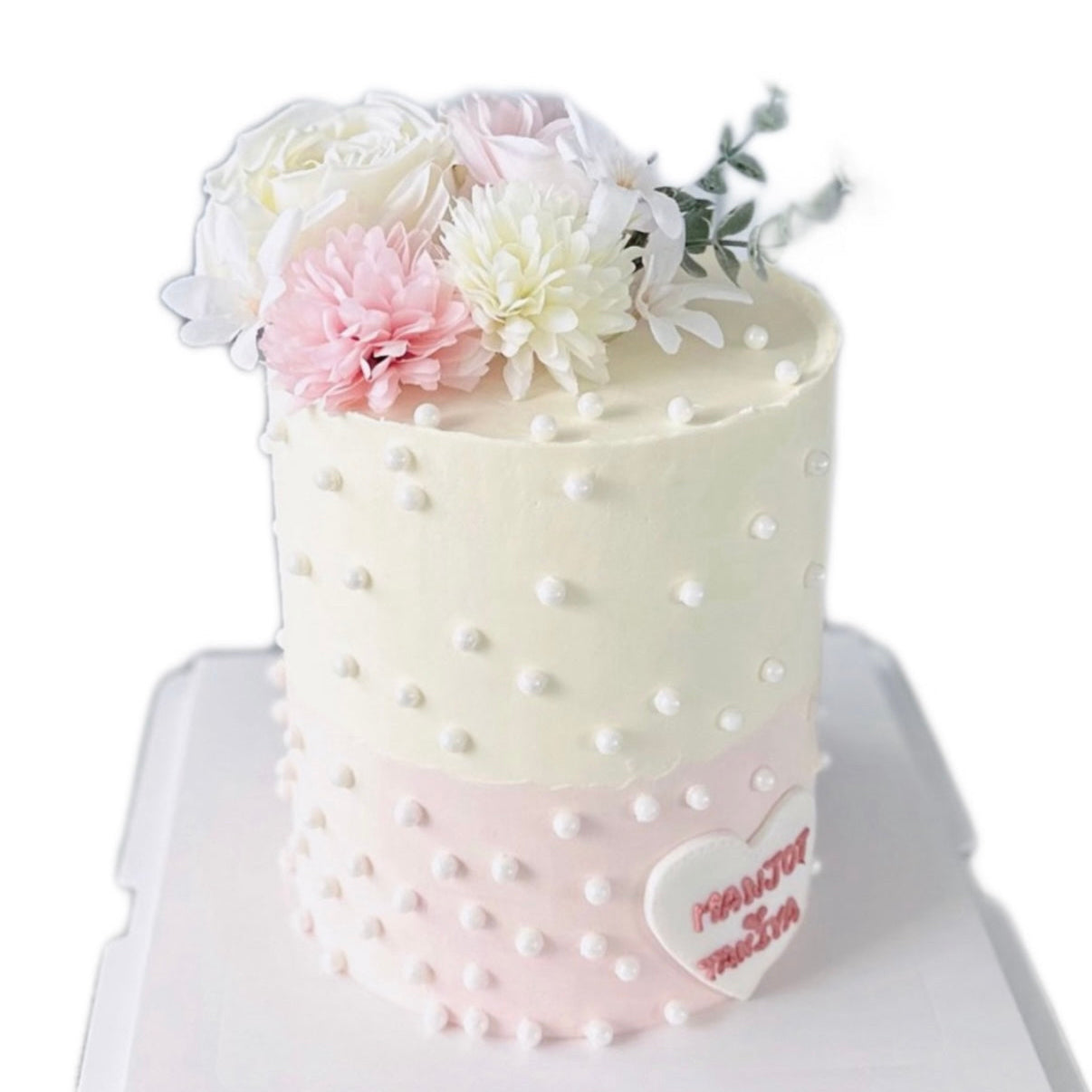 White&Pink Floral Cake