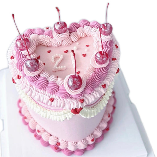 Glitter Cherry Heart Cake