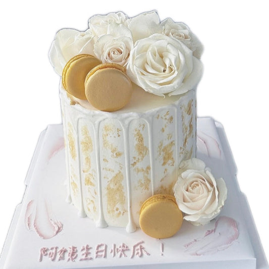 White Gold Rosette Cake