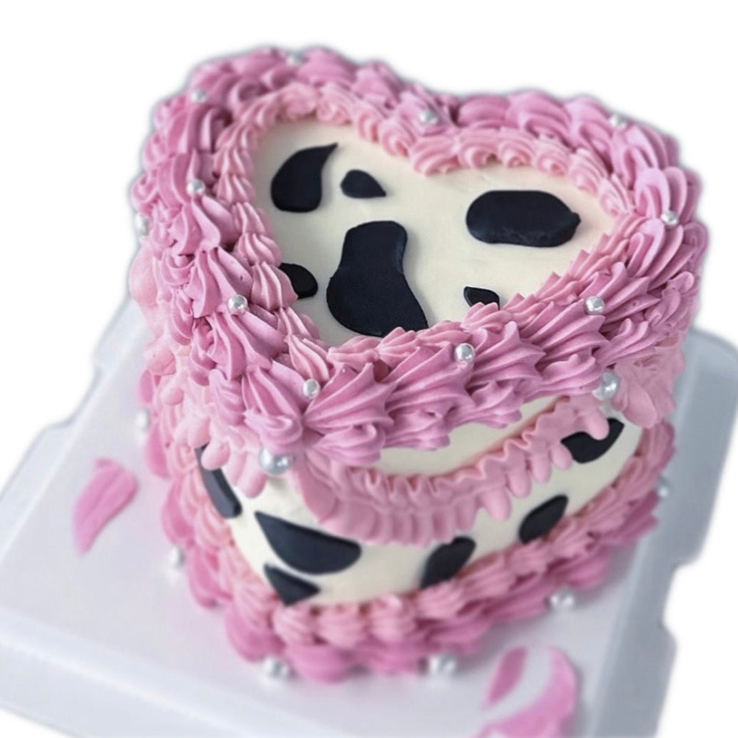 Pink Cowprint Heart Cake