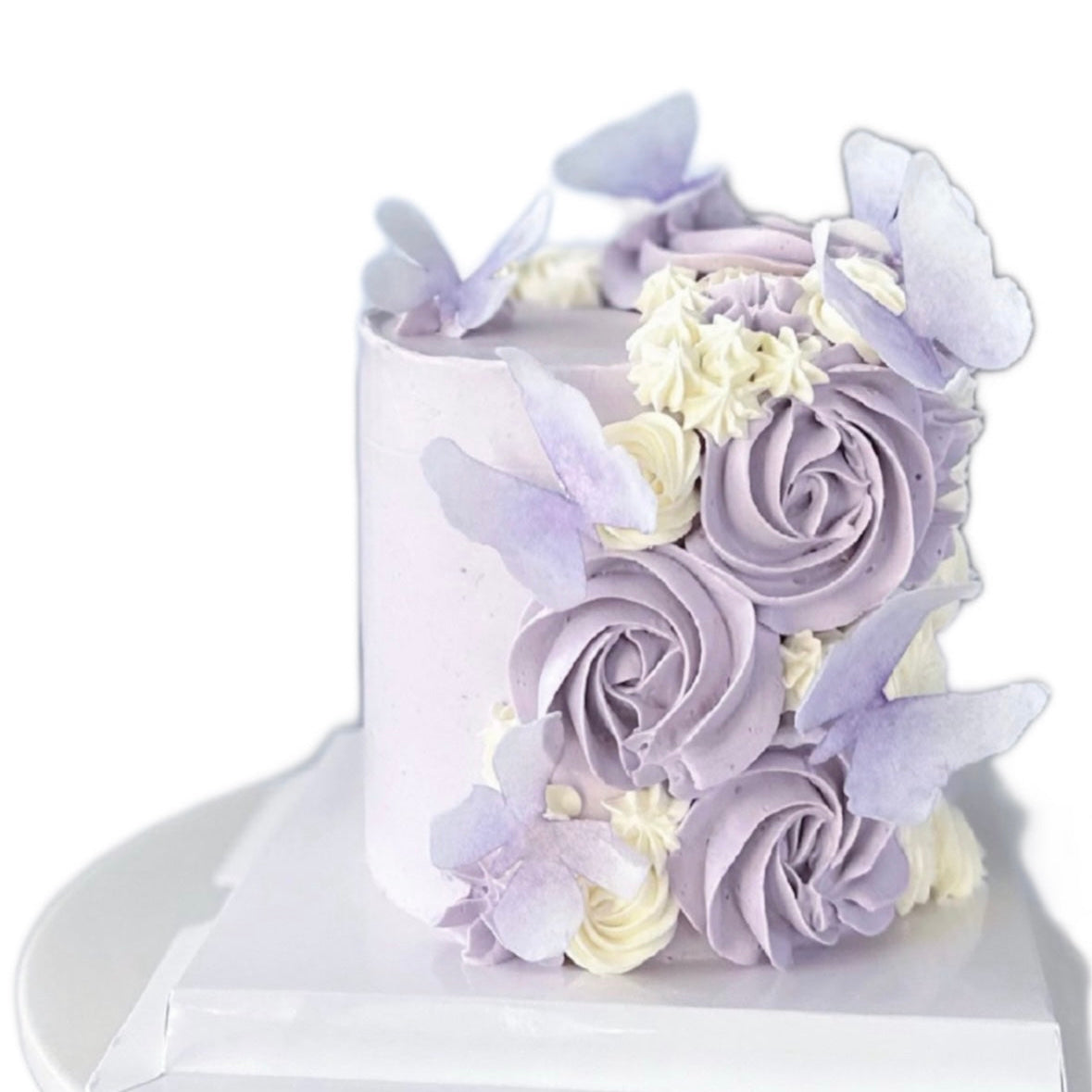 Lavender Butterfly Rose Cake