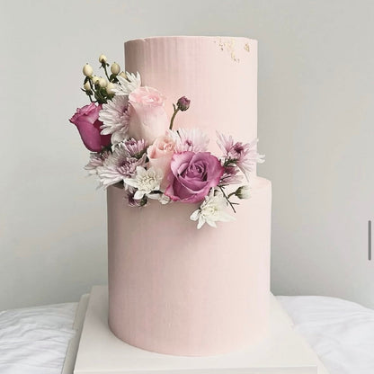Blush Floral Two-Tier Cake