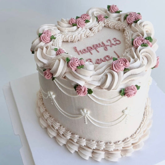 Rose Garden Vintage Heart Cake