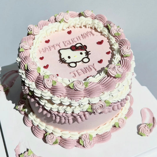 Hello Kitty Hand-Drawn Cake
