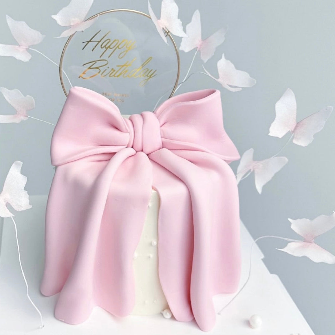 Blush Bow Elegance Cake